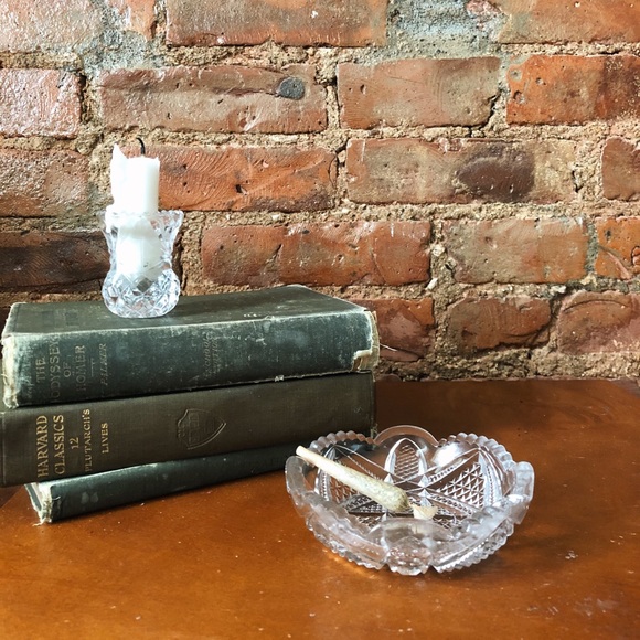 SOLD - Vintage Crystal Glass Ashtray - Picture 2 of 2